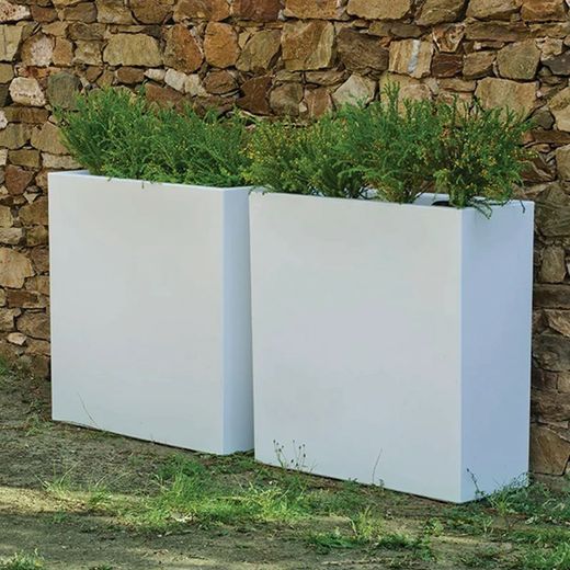 Macetero Rectangular Junco 80x80 color Blanco New Garden
