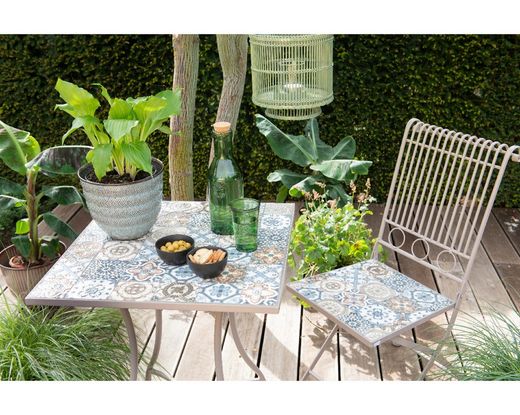 Mesa para jardín Toulouse mosaico pequeño L78.00-W78.00-H77.00 cm