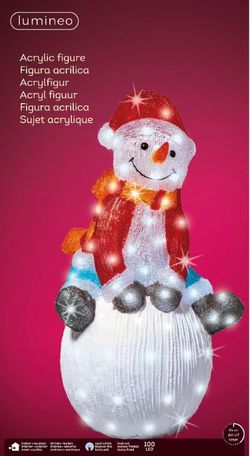 Muñeco De Nieve LED Acrílico Fijo Para Exteriores L33.00-W40.50-H70.50CM-100L