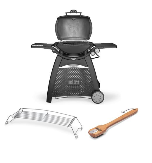 Pack Barbacoa de gas q 3200 s con mesa/ soporte + soporte para calentar + cepillo de madera