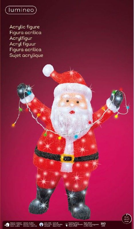 Papá Noel LED Acrílico Con Efectp Intermitente Para Exteriores L34.00-W63.00-H88.00CM-180L