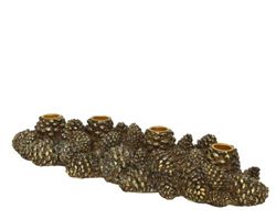 Portavelas poliresina irregular oro lavado piña L13.50-W40.50-H7.50cm color Brown/gold