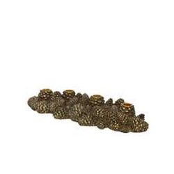 Portavelas poliresina irregular oro lavado piña L13.50-W40.50-H7.50cm color Brown/gold