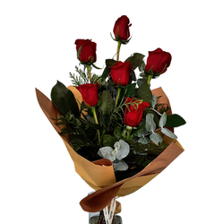 RAMO DE  6 ROSA ROJA