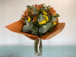 RAMO DE GERBERA AMARILLA Y ASTROMELIA NARANJA