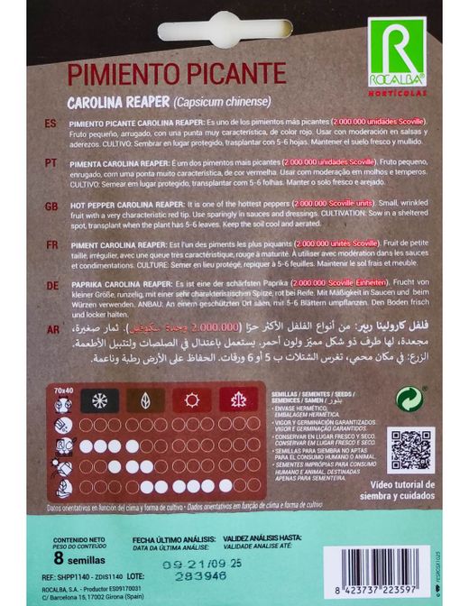 SEMILLAS PIMIENTO PICANTE CAROLINA REAPER