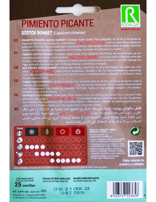 SEMILLAS PIMIENTO PICANTE SCOTCH BONNET