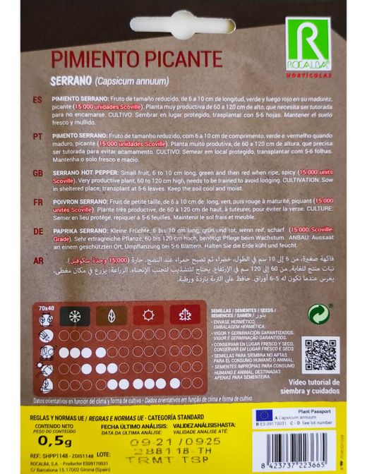 SEMILLAS PIMIENTO PICANTE SERRANO