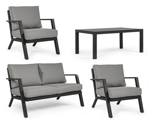 Set Sofá, Sillones y Mesa Harley Antracita YK13