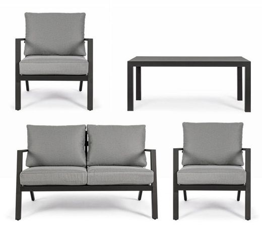 Set Sofá, Sillones y Mesa Harley Antracita YK13