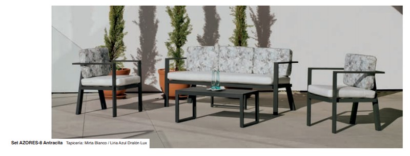 Conjunto de muebles de jardín Luca de aluminio blanco para 5 comensales
