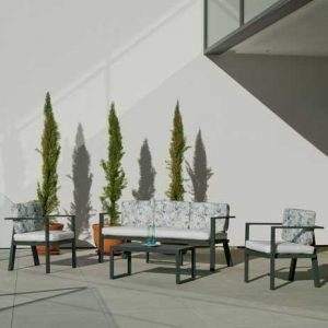Set de muebles para jardín de aluminio con cojínes