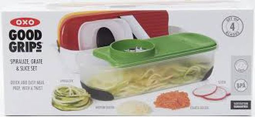 Set spiralizer, rallador y mandolina OXO - c/contenedor