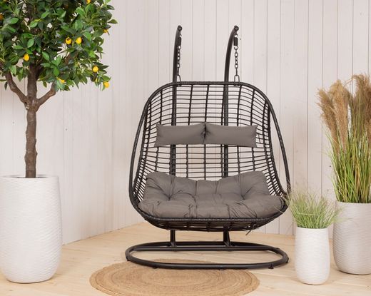 Sillón colgante 2 plazas Riga negro