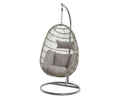 Sillón colgante de mimbre gris