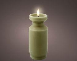 Vela Con Mecja LED DIA7-H17.8CM Verde/Blanco Cálido