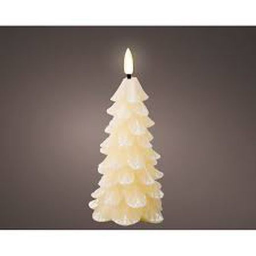 Vela LED en forma de árbol dia8.00-H16.50cm-1L color cream/warm white
